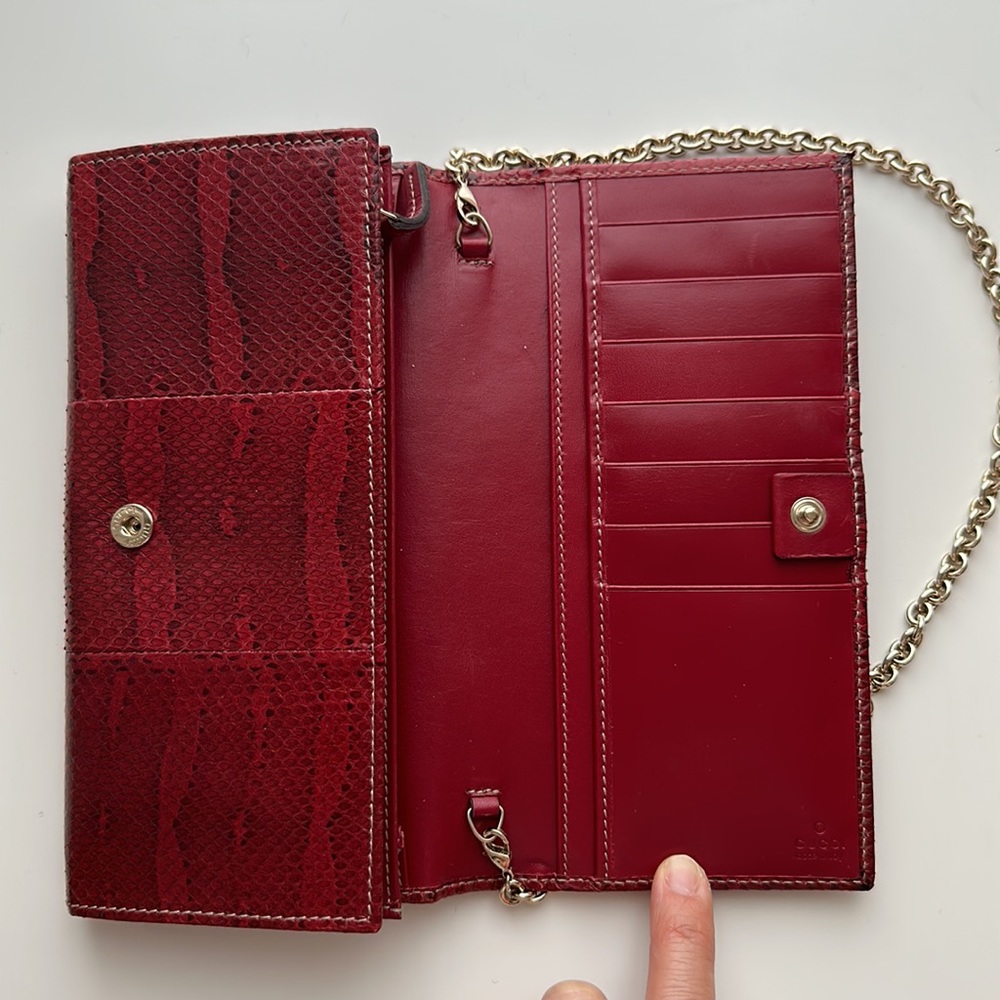 Authentic Gucci Python Leather Wallet On Chain - … - image 5